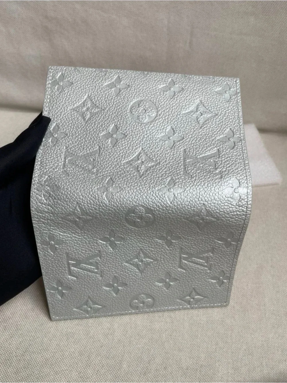 Louis Vuitton Metallic Silver Monogram Passport Holder
